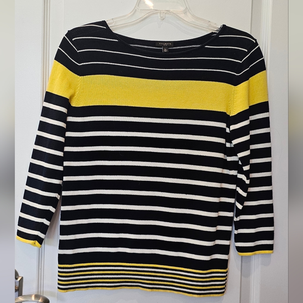 Talbots Striped Quarter Length Sleeved Lightweight Sweater NWOT Size S Petite